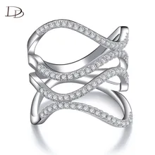 Steampunk White 925 Sterling Silver Rings Hollow Female Jewelry Women Wedding Engagement Rings rhinestone Anillos Alliance HH143