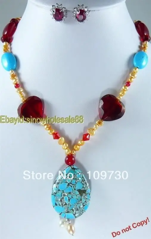 

Jewelry 00211 Fashion Set Freshwater Pearl & Crystal Necklace Earring (A0516)