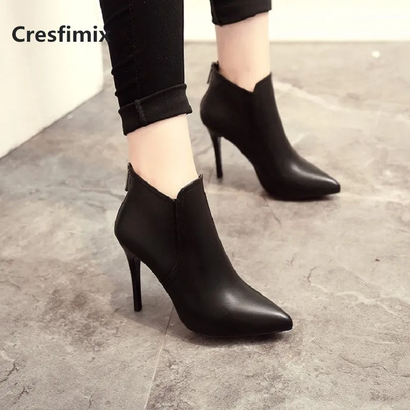 

Cresfimix damskie buty women fashion black light weight high heel boots ladies classic autumn & winter ankle boots botas b2717b