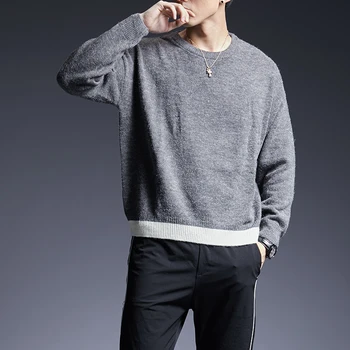 

2020 New Fashion Brand Sweater For Mens Pullover Solid Color Slim Fit Jumpers Knit Warm Winter Korean Style Casual Men Clothes