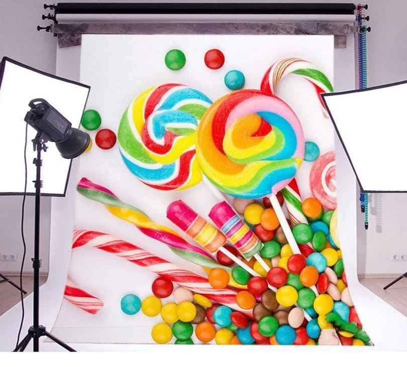 

Rainbow Colour Candy Theme Photography Wall Backgrounds Vinyl cloth High quality Computer print children kids backdrops