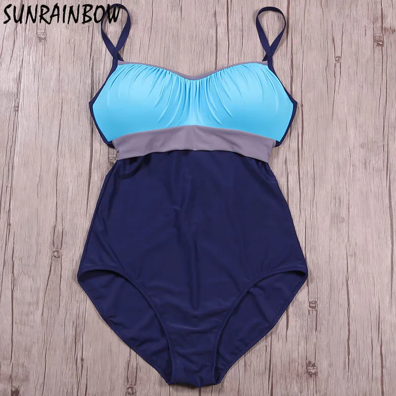 Женский купальный костюм SUNRAINBOW Цельный купальник в стиле пэчворк Летний Пляжный
