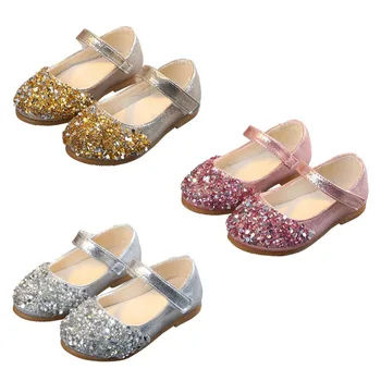 

Newly Hot Sale Kids Girls Flat Birthday Wedding Party Soft Sole Leather Shoes Children's Shoes Kid Rhinestone Princess Shoes