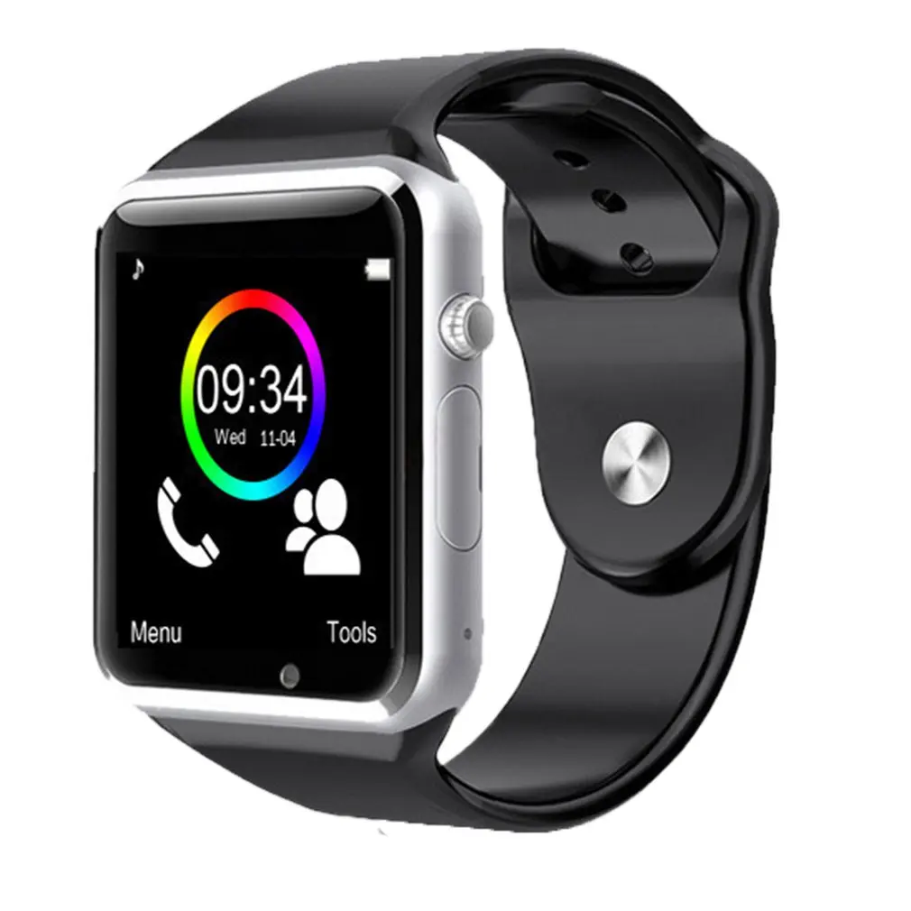 Смарт-часы A1 для телефонов Android с поддержкой sim-карты TF, Смарт-часы a1 для получения информации, фотографии, шагомер, экономичный подарок - Цвет: Серебристый