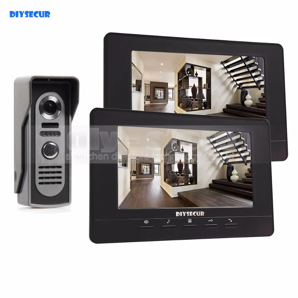 DIYSECUR 7inch Video Intercom Video Door Phone 800 x 480 Screen IR Night Vision Outdoor Camera Black 1v2 DIYSECUR 7inch Video Intercom Video Door Phone 800 x 480 Screen IR Night Vision Outdoor Camera Black 1v2