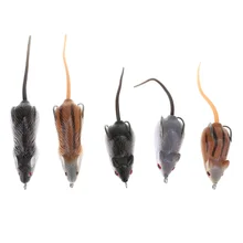 5pcs Artificial Snakehead Lure Soft Mouse Fishing Lure Bait Mouse Fishing Tackle Lure Bait Set With Two Hooks