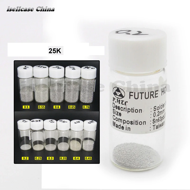 

Free Shipping 0.2 .0.25 0.3 .0.35 0.4 0.45 0.5.0.55.06 0.65 0.76mm BGA solder ball leaded 25K bga reballing kit Rework Repair