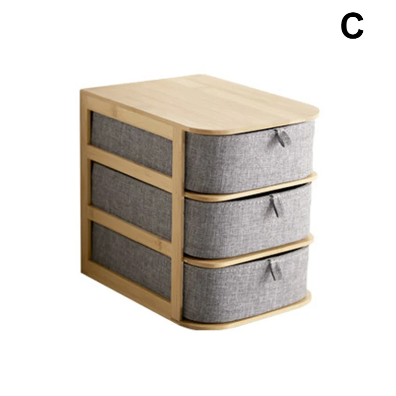 

Multi-layers Bamboo Wood Storage Box with Oxford Cloth Drawers for Desktop @LS AP12