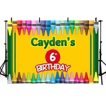 

MEHOFOTO Rainbow Crayon Theme Baby Birthday Party Photography Backgrounds Customized Photographic Backdrops for Photo Studio