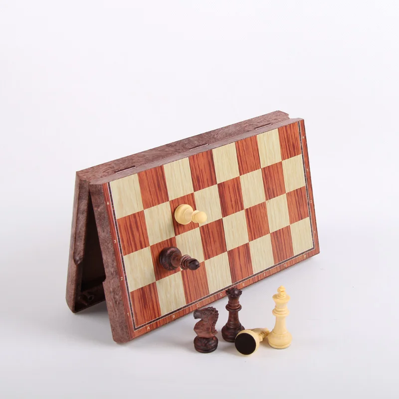 Classical International Chess Checkers Folding Magnetic Wood WPC Grain Board