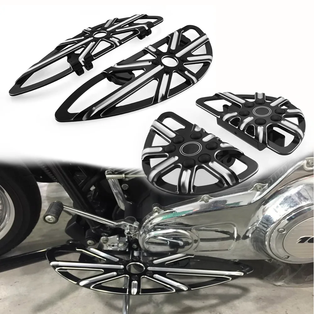 Motorcycle Chromed Stretched Front rear Drive Floorboards footpegs for Harley roadking FLH FLST FLD motorcycles parts pedal black cast chrome rear black passenger floorboards for harley flh flst fld