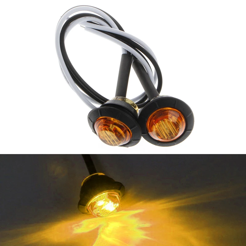 

2X Mini Amber 3/4" Round Side 3 LED Marker Trailer Car Bullet Light Waterproof