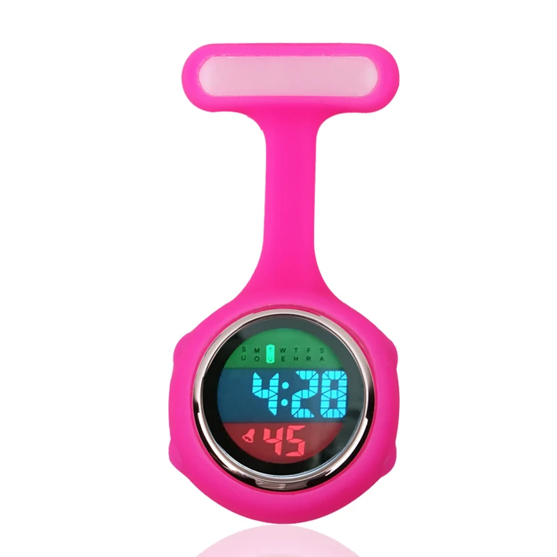 Цифровой силикон Медсестра часы кармашек для часов Часы Доктор Медсестры часы брошь лацкан медицинские часы для медсестры Кварц с зажимом ALK