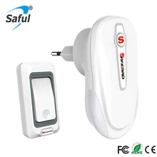 Saful беспроводной дверной звонок Белый Пульт дистанционного управления Водонепроницаемый дверной звонок с европейской вилкой простой дизайн 1 крытый приемник+ 1 Открытый передатчик