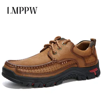 

Hot 100% Genuine Leather Men Shoes Soft Men Casual Loafers High Quality Outdoor Hiking Shoes Breathable Men Fashion Sneakers 2A