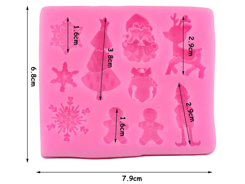 Рождественская серия елка Декоративный колокольчик с оленями Снежинка Санта Клаус лося помадка силиконовая форма для украшения торта Формы для выпечки шоколадная форма