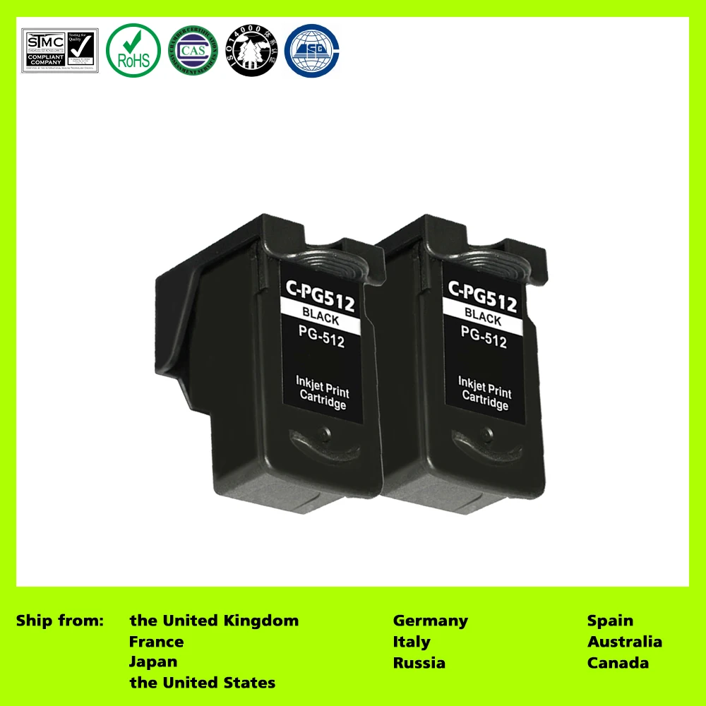 Compatible for PG512 (2 Pack) Ink Cartridge for Canon Pixma iP2700/MP240/MP250/MP260/MP270/MP280