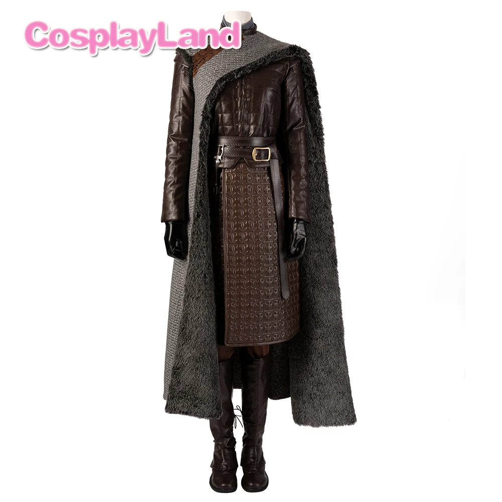 Arya Stark/костюм для косплея; наряд на Хэллоуин; женские костюмы на заказ; Игра престолов; Сезон 8; Winterfell Stark; ботинки; пальто