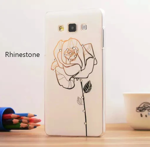 Чехол горный хрусталь золотой роза цветок 3D перевёрнутый для Galaxy A3 чехол сотовых
