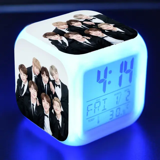 KPOP BTS Cubic Digital Alarm Clock Color Changing Clock Bangtan Boys