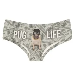 Sexy3D принт Для женщин трусики нижнее бельё долларов чехол pug Life трусы Interior Mujer милые Кричащие Нижнее белье женские трусики стринги bragas