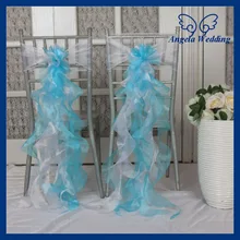 CH098A Новое поступление Дешевые Необычные Свадебные органзы с оборками синий и белый стул створки