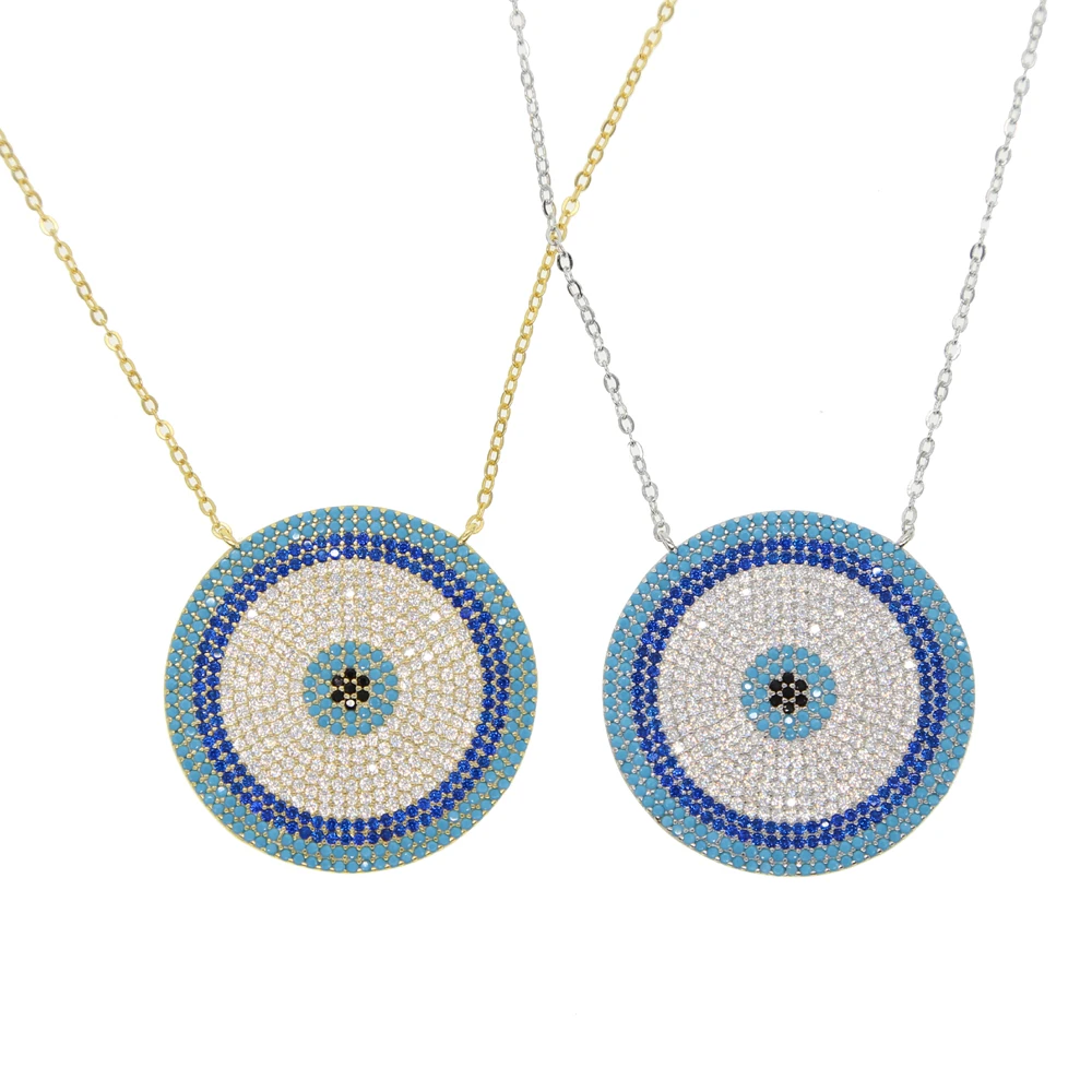 Микро циркониевый греческий злой глаз Шарм серебряный цвет счастливый синий ожерелье глаза элегантные женские Девушки изысканный подарок ювелирные изделия