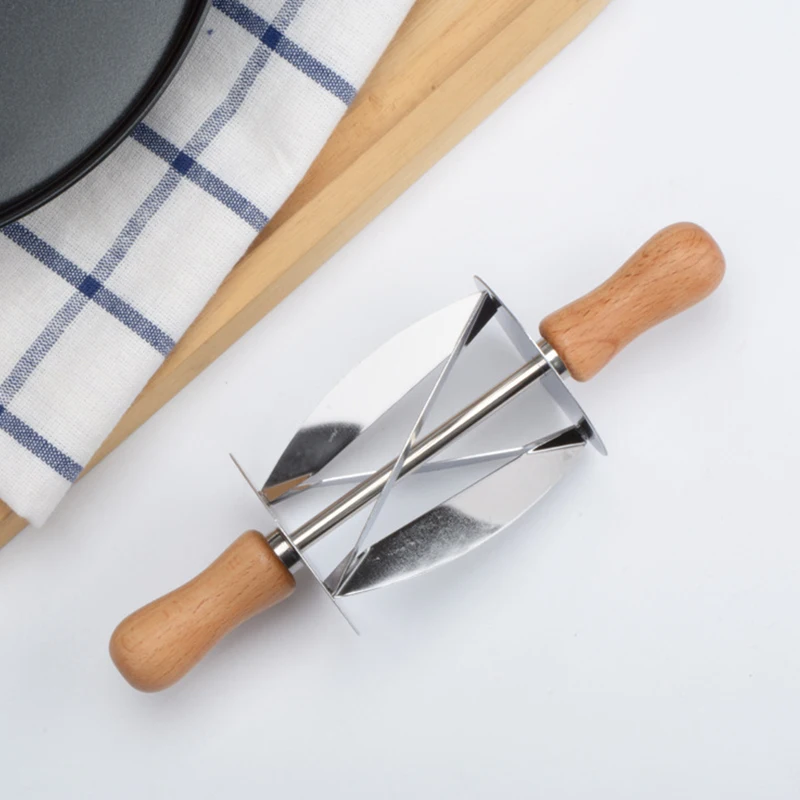 Нержавеющая сталь хлебное колесо варочная поверхность круассан инструмент круассан нож круассан столовые приборы деревянная ручка для выпечки кухонный нож