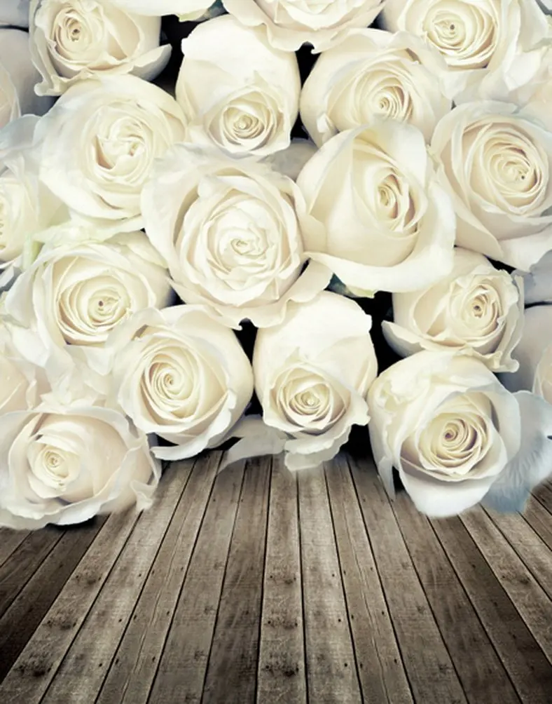 

5x7ft Wooden Floor Rose Flowers Photography Backdrops Photo Props Studio Background