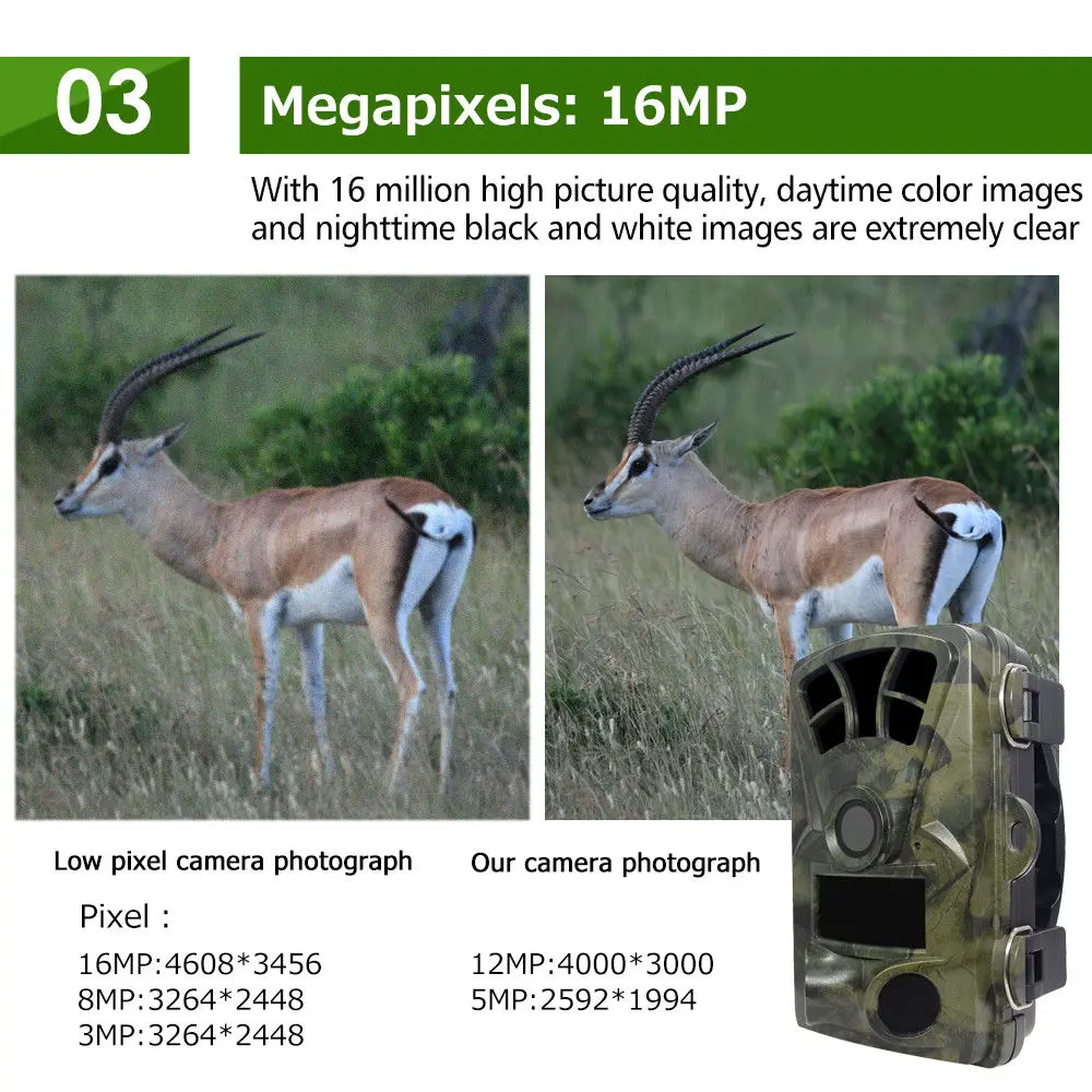 Охотничьи ловушки 16MP 1080 P, камера для охоты на ферму, игра, Скаутинг, камера ночного видения с замедленной съемкой, 65 футов, 120 градусов, PIR Motion