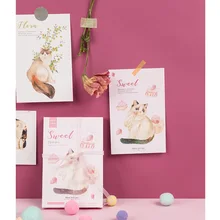 30 шт./партия, милый кот с лентой, мультяшная открытка кавайные канцелярские принадлежности конверт ко дню рождения, набор карт, планировщик сообщений, визитная карточка