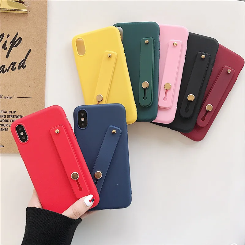 

Simple Candy Macaron Solid Color Wrist Strap Hand Band Soft Silicon Case For Redmi Note 7 Pro 6 6A Ultra Thin Cover Case