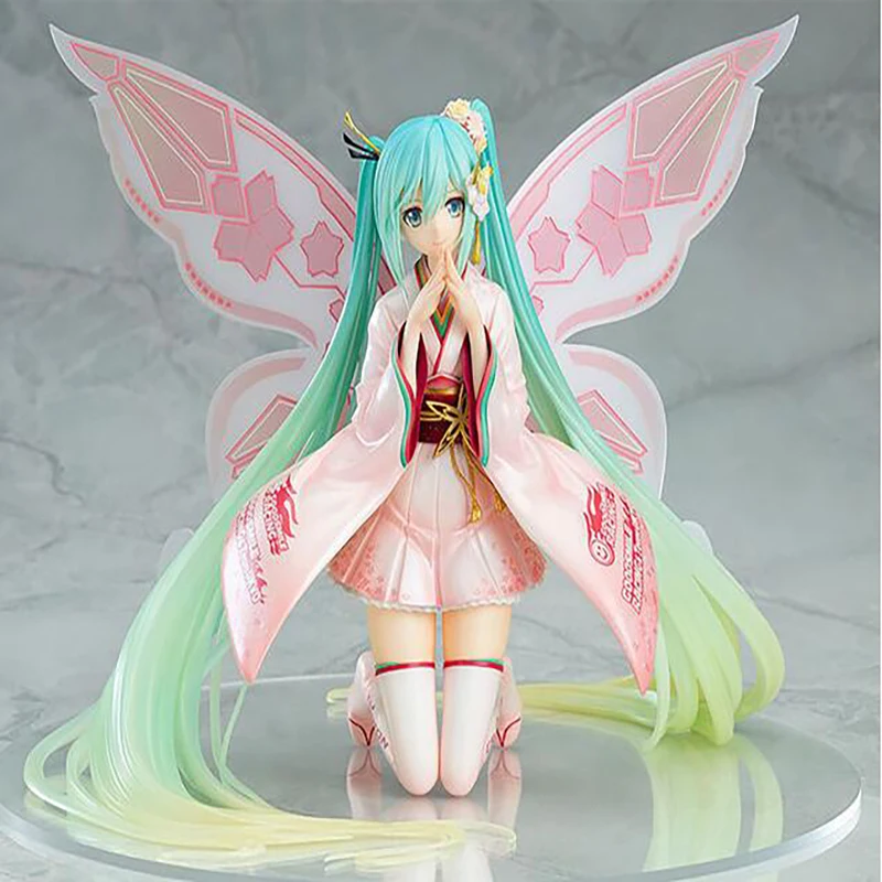 

Action anime figures racing miku Hatsune Miku kimono Ver. toys painted model figure collectible 22cm gift F7561