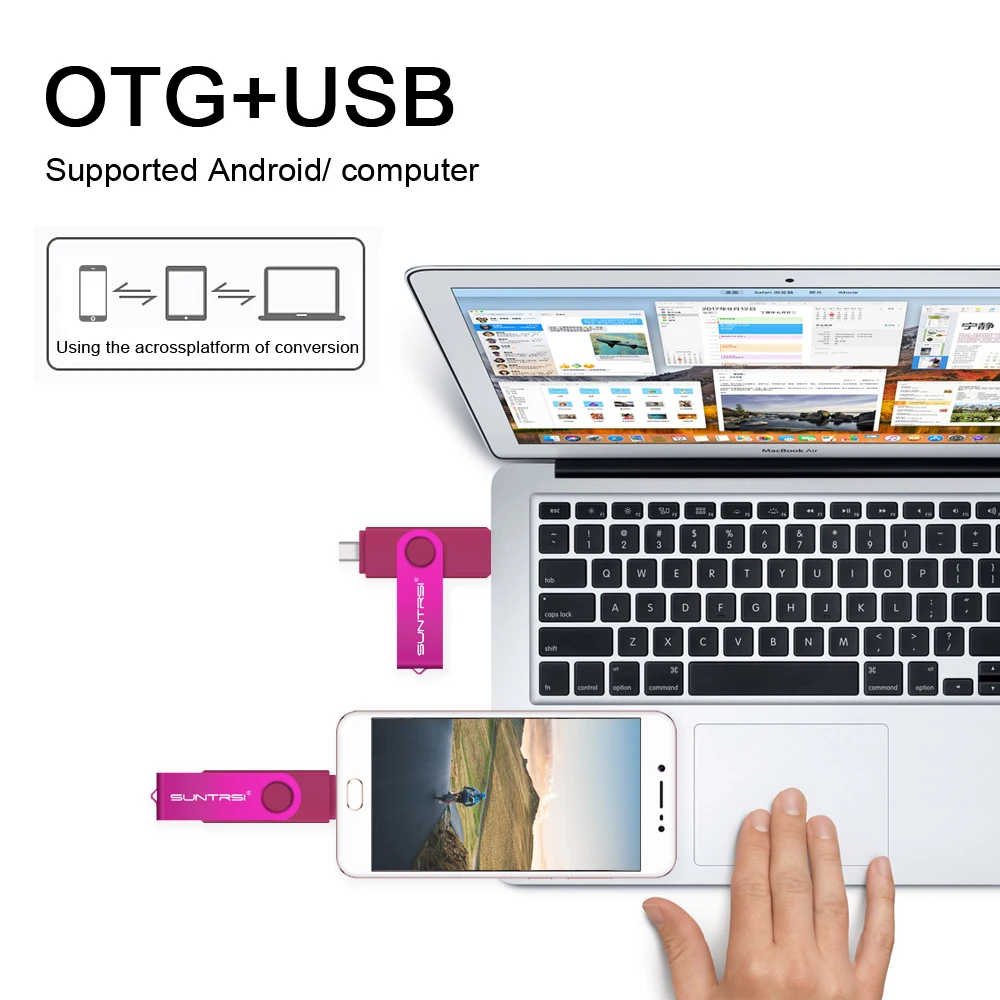 Suntrsi USB флеш-накопитель OTG 4 ГБ 8 ГБ 16 ГБ 32 ГБ флеш-накопитель смартфон карта памяти планшетный ПК флеш-накопитель внешний накопитель USB накопитель