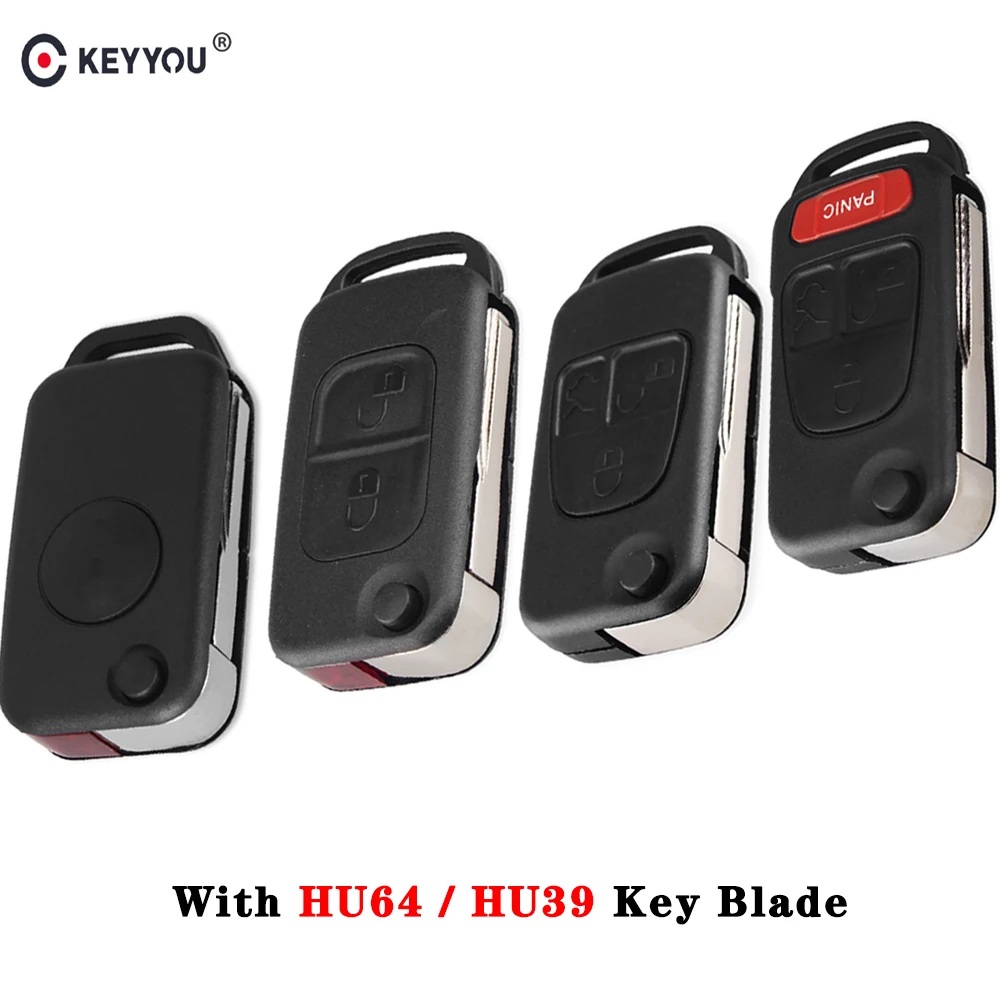 KEYYOU 1/2/3/4 Button Flip Folding Car Remote Key shell For Mercedes Benz SLK E113 A C E S W168 W124 W202 W203 Auto Key Case