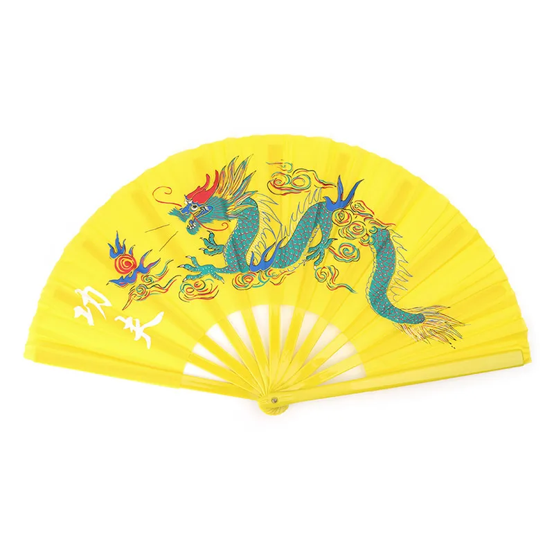 33 см китайские традиционные Боевые искусства складной Тай чи вентилятор кунг-фу представление - Цвет: Yellow