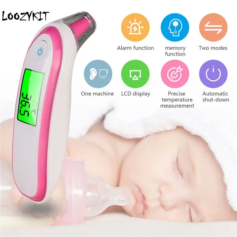

Loozykit Digital IR Infrared Body Fever Thermometer Temperature Meter Adult Children Forehead Ear Thermometer for Kids Adults