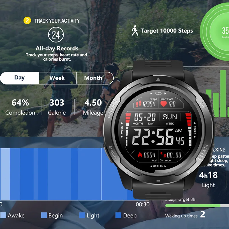 Умные часы Zeblaze VIBE 5 спортивные водонепроницаемые умные с пульсометром и