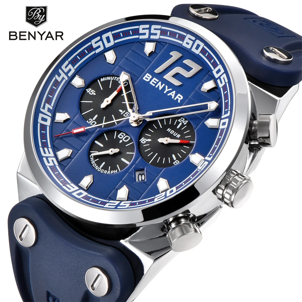 

BENYAR Fashion Chronograph casual Sports Mens Watches 2019 Top Brand Luxury Silicone Military Quartz Watch Relogio Masculino