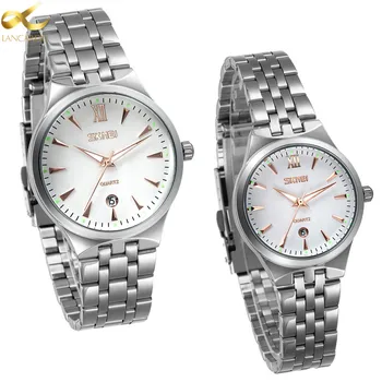 Картинка Lancardo бренд пара кварцевые Часы из нержавейки Повседневное роскошные часы Для женщин Для мужчин любителей наручные часы Простой Relogio Masculino