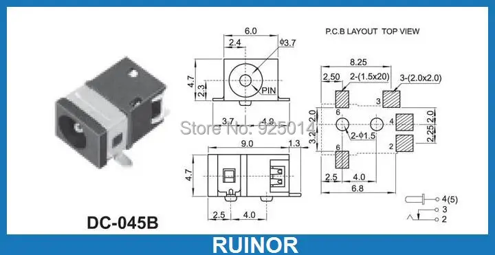 

500PC 3.5mm X 1.3MM DC socket jack SMD SMT PCB Charger Power Plug soldering 5PIN