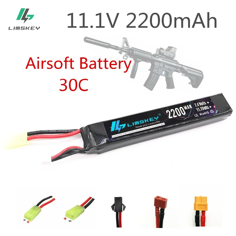 

Limskey 11.1V 2200mAh 30C Max 60C 3S Mini Airsoft gun RC Model Helicopter Quadcopter RC LiPo Battery Airsoft Gun Battery