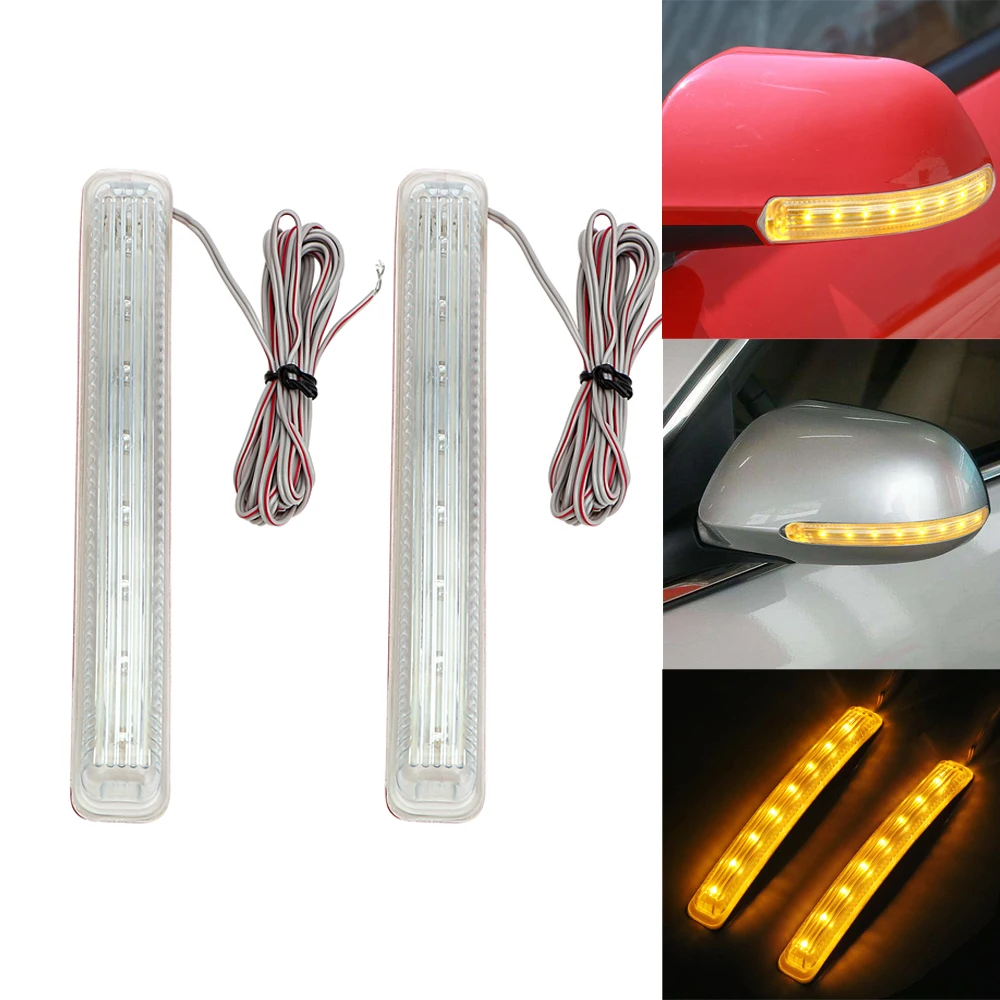 2PCS LED Car Turn Signal Light Auto Rearview Mirror Indicator Lamp Soft Flashing FPC Universal Yellow