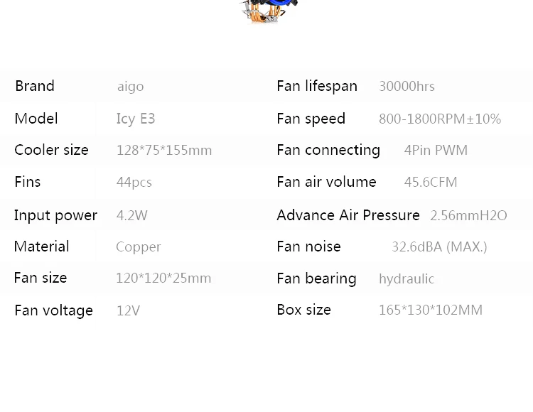 AIGO E3 120 мм светодиодный Процессор Кулер 4 теплопроводов холодильник 4 pin-код для AMD Intel 775/1150/1151/1155/1156 Процессор радиатор охлаждения ПК тихий вентилятор