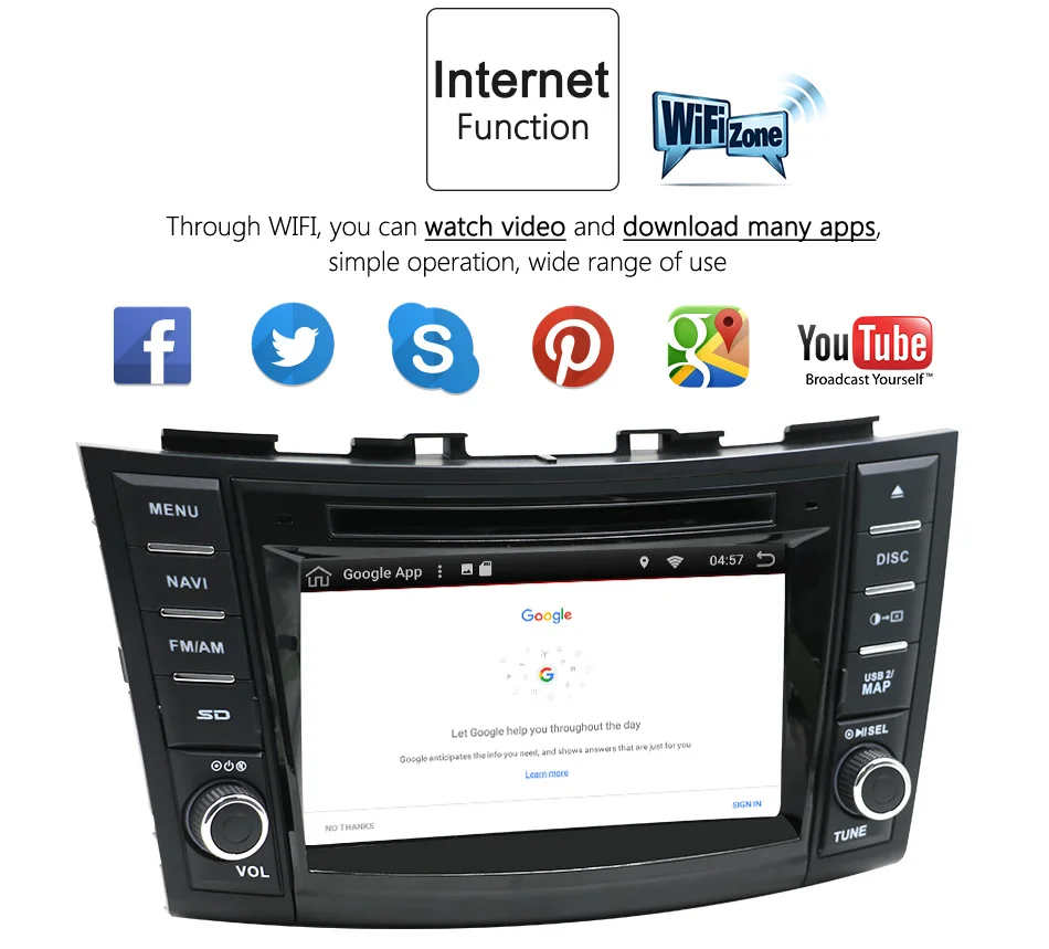 Excellent Eunavi 2 Din Android 8.1 Car Dvd Player For Suzuki Swift 2011 2012 Radio Stereo GPS With Steering Wheel Control Free Camera Map 7