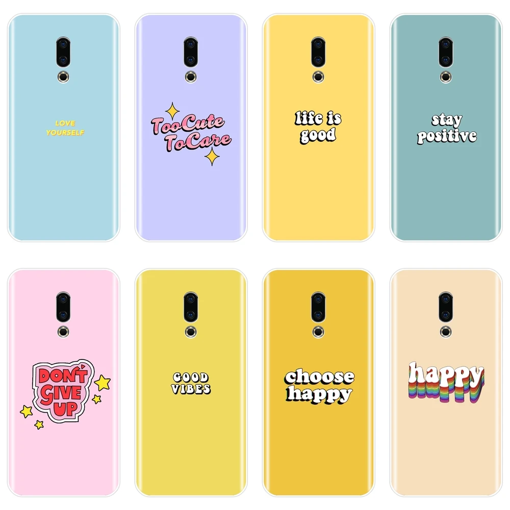 

Soft Back Cover For Meizu Pro 6 7 Plus U10 U20 Yellow Quote Pink Purple Phone Case Silicone For Meizu 16th 16x 15 Lite 16 Plus