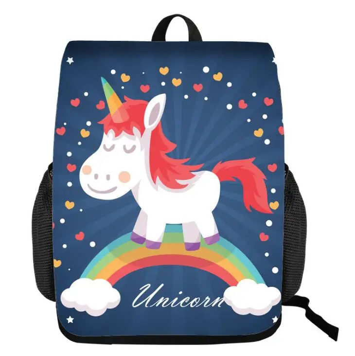 photo color Мультфильм Единорог печатных школьный рюкзак для подростка Drawstring Deisgn женский путешествия холщовый рюкзак леди - Цвет: photo color
