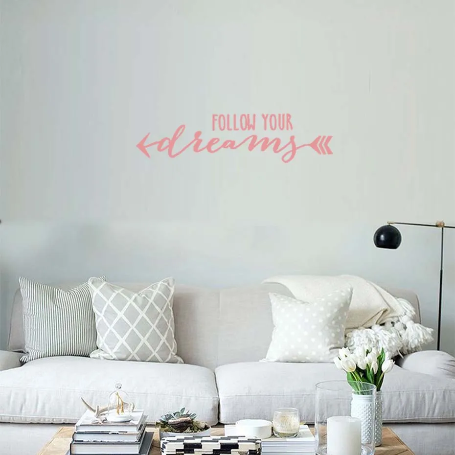 Follow Your Dream Wall Stickers Modern Quotes Wall Decals Colorful Decals Can Be Choosed For Living Nursery Kids RomeHome Decora (3)