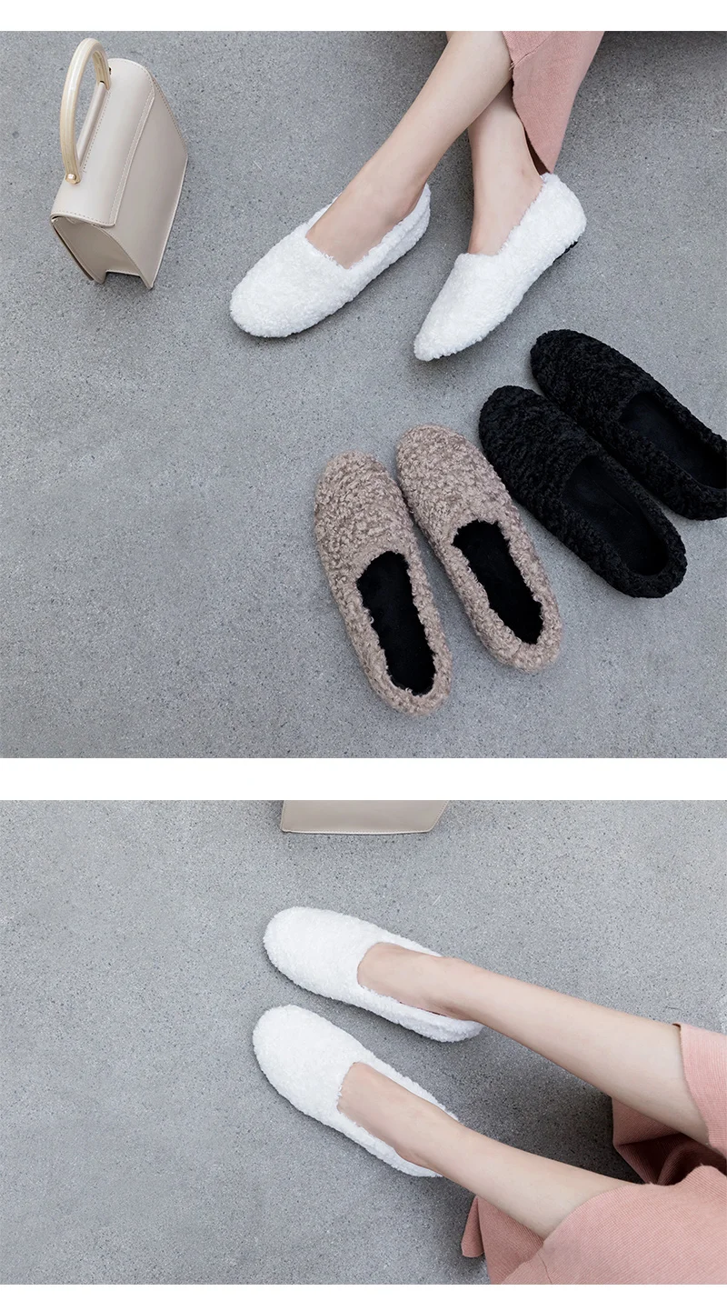 winter women real sheep fur loafers curly furry soft casual flat snow vacation non-slip cute young ladies luxury fashion shoes