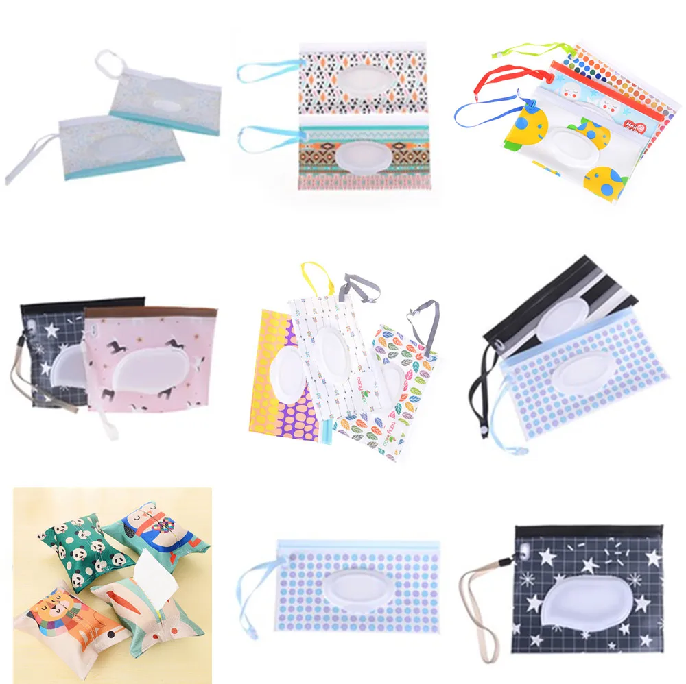 Baby Wipes Box Wet Wipe Box Cleaning Wipes Carrying Bag Eco-Friendly Clamshell Snap Strap Wipe Container Case
